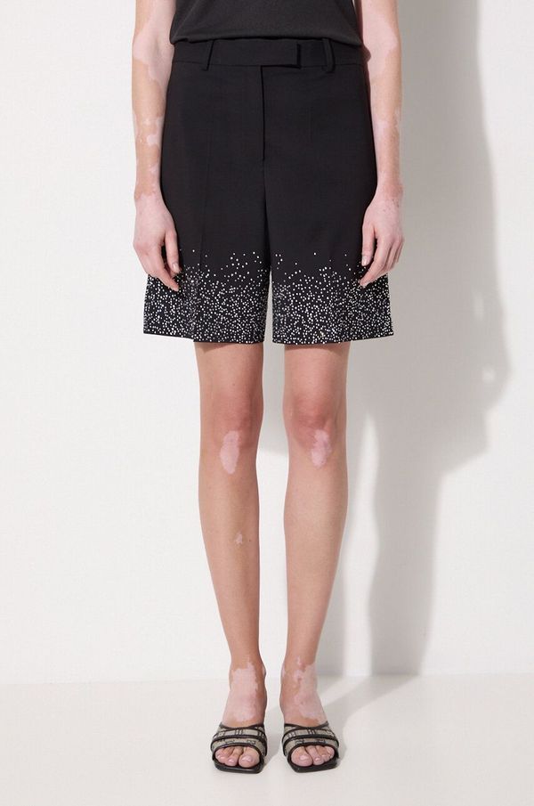 JW Anderson Vunene kratke hlače JW Anderson Crystal Hem Tailored Shorts boja: crna, s aplikacijom, visoki struk, SR0095.PG1321.999
