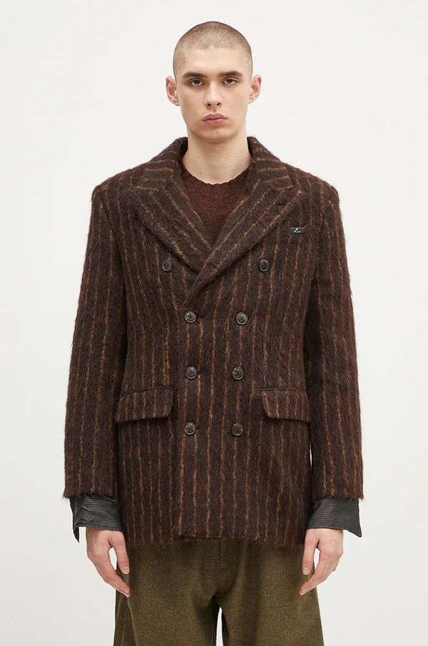 Martine Rose Vuneni kaput Martine Rose Double Breasted Short Coat boja: smeđa, za prijelazno razdoblje, kopčanje u dva reda, 328WT02702