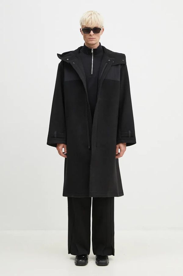 Y-3 Vuneni kaput Y-3 Mellton Coat boja: crna, za prijelazno razdoblje, oversize, IW7500