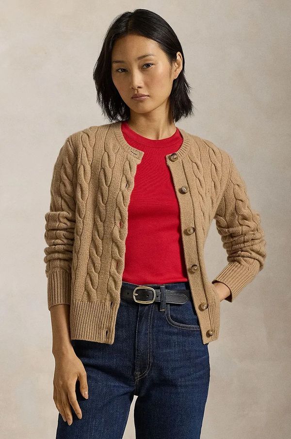 Polo Ralph Lauren Vuneni kardigan Polo Ralph Lauren boja: bež, 211910443