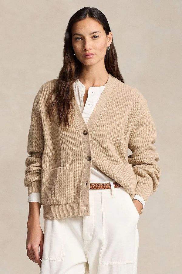 Polo Ralph Lauren Vuneni kardigan Polo Ralph Lauren boja: smeđa, topli, 211944515