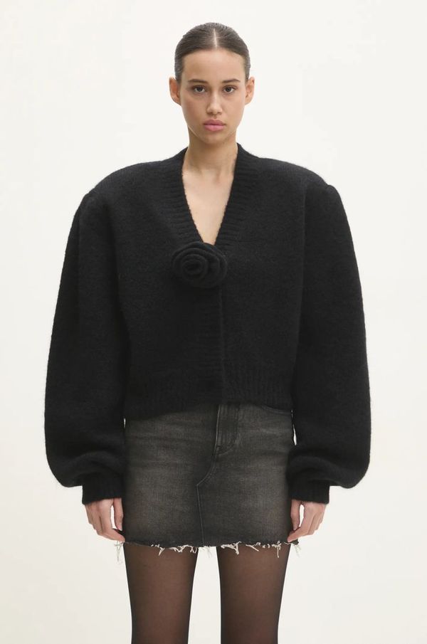Rotate Vuneni kardigan Rotate Knit Cropped boja: crna, topli, 114016100