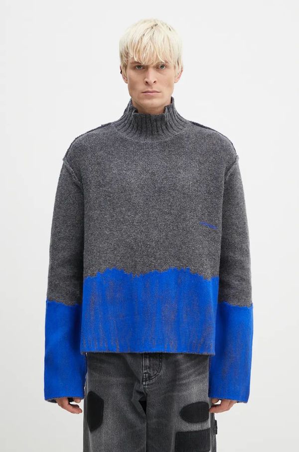 A-COLD-WALL* Vuneni pulover A-COLD-WALL* Saturate Knit High Neck za muškarce, boja: siva, topli, s dolčevitom, ACWMK171