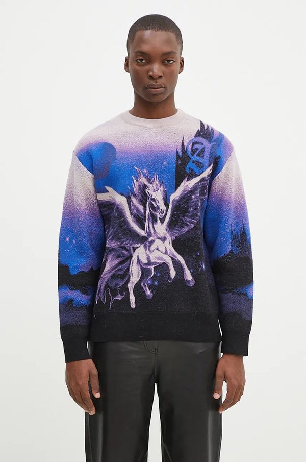 Aries Vuneni pulover Aries Pegasus Knit za muškarce, boja: ljubičasta, AR2004002
