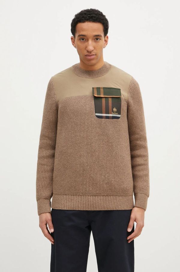Baracuta Vuneni pulover Baracuta Barbour x Baracut Miller Knit za muškarce, boja: bež, topli, BRMAG0191