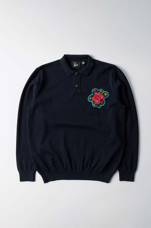 by Parra Vuneni pulover by Parra Flower Blob Knitted Polo Shirt boja: tamno plava, 52226