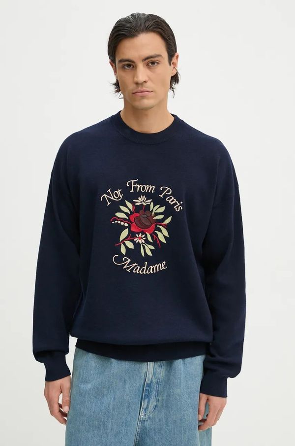 Drôle de Monsieur Vuneni pulover Drôle de Monsieur Le Maille Slogan Fleurs boja: tamno plava, E.PO162.WO007.NY Le Maille Slogan Fleurs