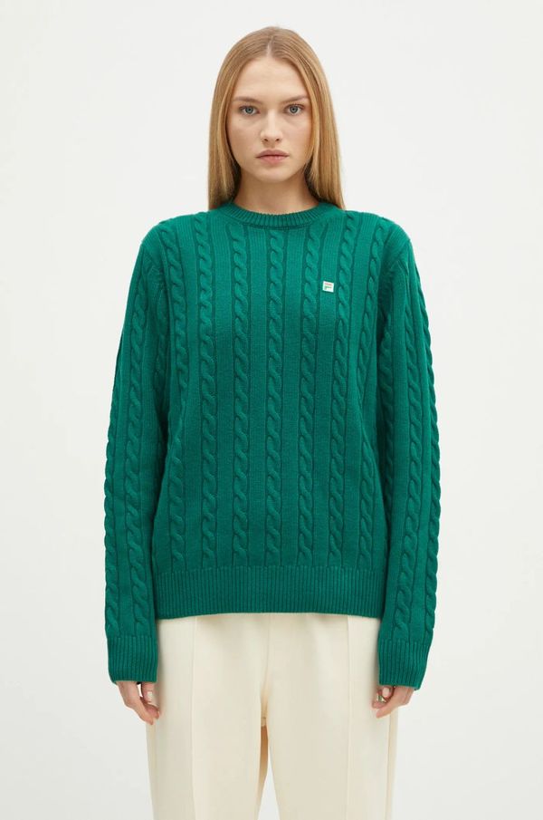 FILA+ Vuneni pulover FILA+ Cabled Knitted Crewneck boja: zelena, 42FW24JJ02544C606