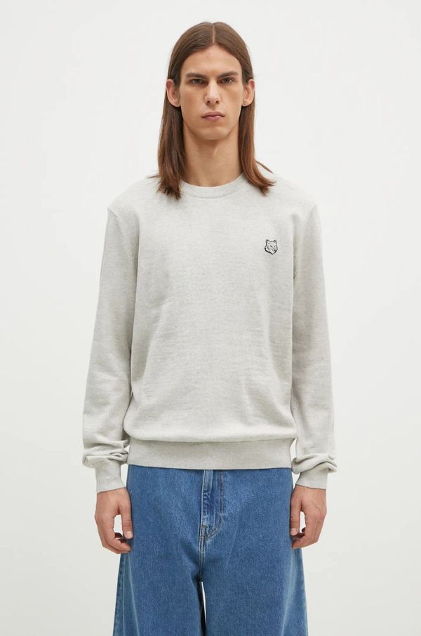 Maison Kitsuné Vuneni pulover Maison Kitsuné Bold Fox Head Patch za muškarce, boja: siva, lagani, MM00815KT1036