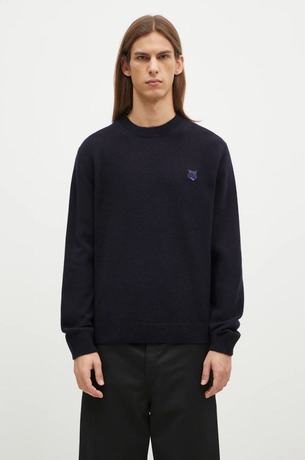 Maison Kitsuné Vuneni pulover Maison Kitsuné Bold Fox Head Patch za muškarce, boja: tamno plava, NM00805KT1006