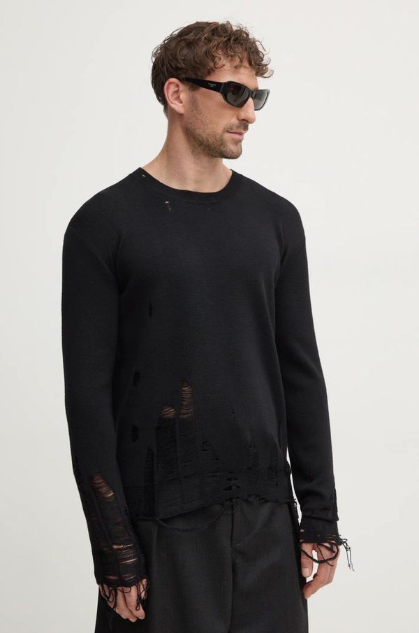 MM6 Maison Margiela Vuneni pulover MM6 Maison Margiela za muškarce, boja: crna, lagani, SH2HL0016.M13070
