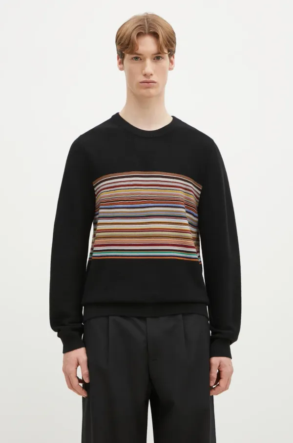 Paul Smith Vuneni pulover Paul Smith za muškarce, boja: crna, lagani, M1R-253Z-P02589