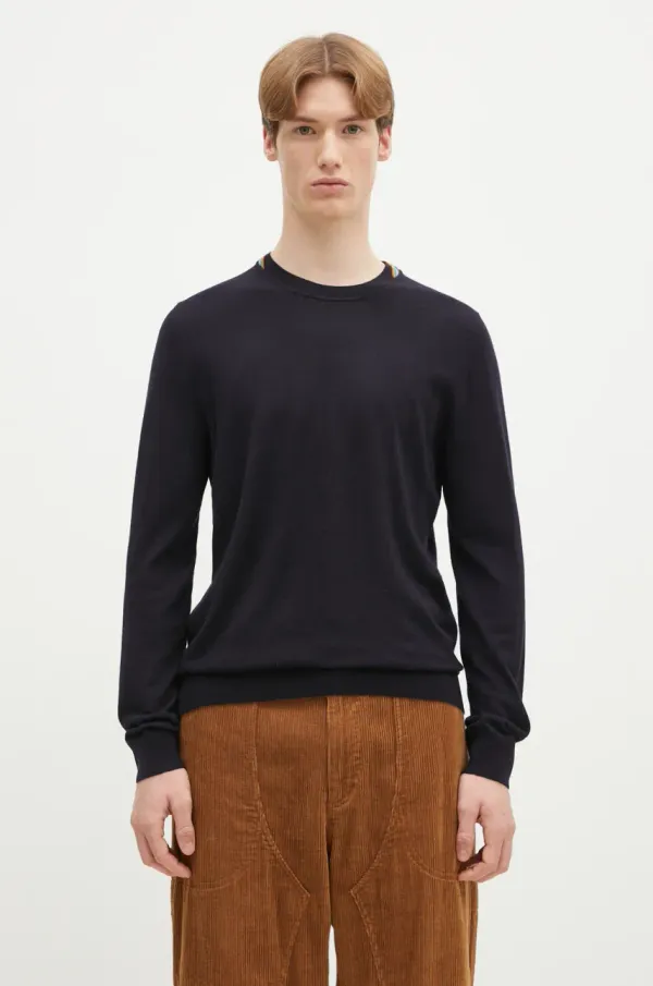 Paul Smith Vuneni pulover Paul Smith za muškarce, boja: tamno plava, lagani, M1R-251Z-P02094