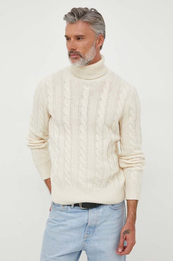 Polo Ralph Lauren Vuneni pulover Polo Ralph Lauren za muškarce, boja: bež, topli, s dolčevitom