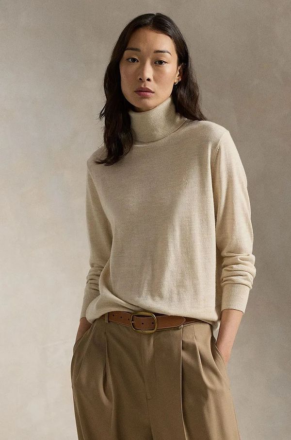 Polo Ralph Lauren Vuneni pulover Polo Ralph Lauren za žene, boja: bež, lagani, s dolčevitom, 211956232