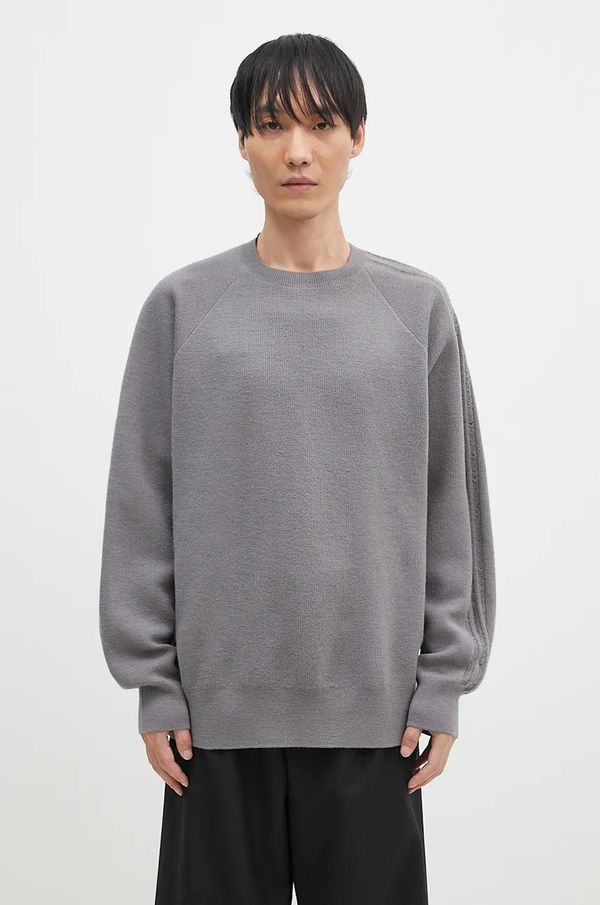 Y-3 Vuneni pulover Y-3 3-S Knit Crew za muškarce, boja: siva, JD9842