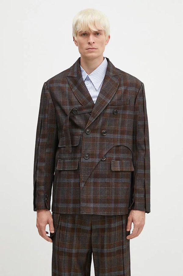 Andersson Bell Vuneni sako Andersson Bell Soe Check Wrap Double Breasted Jacket boja: smeđa, awa628m