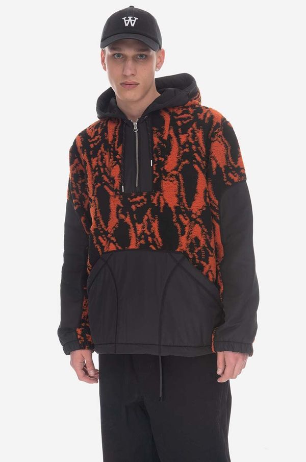 Wood Wood Dukserica Wood Wood Palmer Swirl Print Fleece Hoodie za muškarce, boja: narančasta, s kapuljačom, s uzorkom, 12245600.2075-RUST
