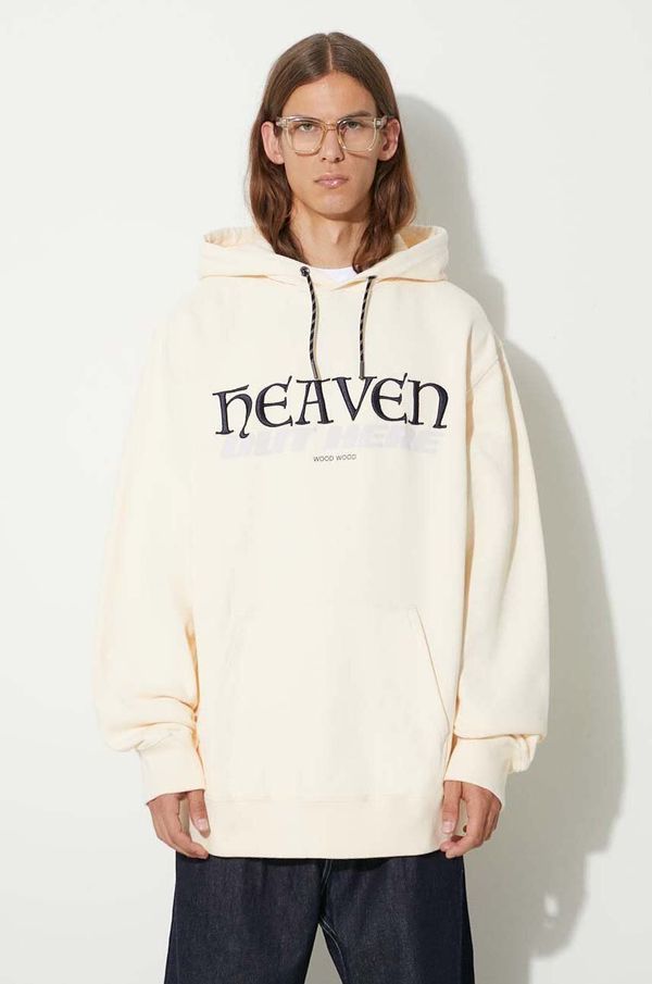 Wood Wood Pamučna dukserica Wood Wood Zeus heaven hoodie za muškarce, boja: bež, s kapuljačom, s aplikacijom 12335603.2493