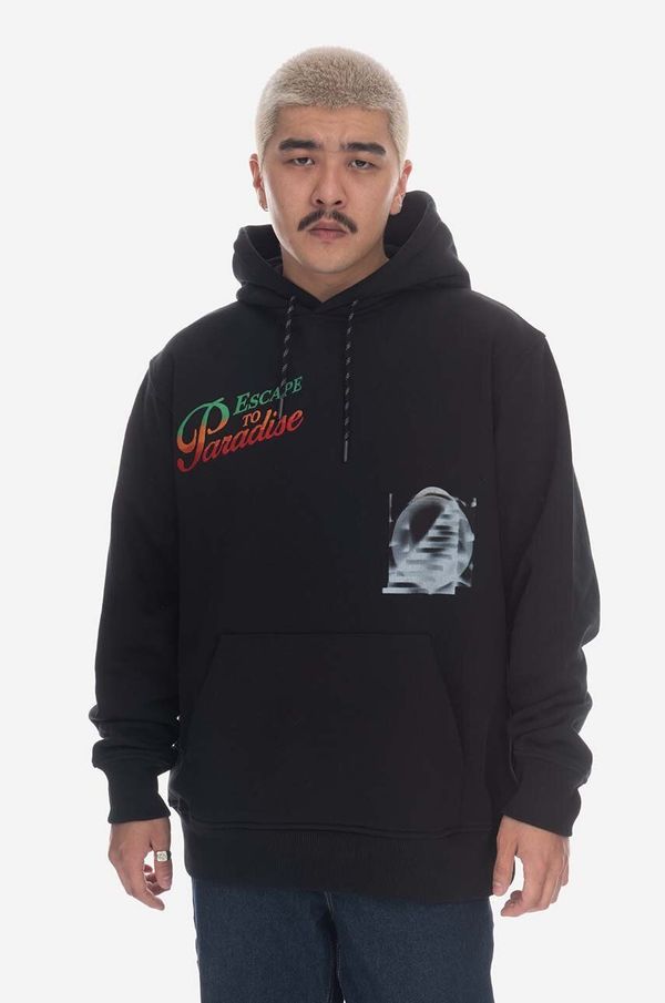 Wood Wood Pamučna dukserica Wood Wood Zeus Placement Hoodie boja: crna, s tiskom, 12315603.2125-BLACK