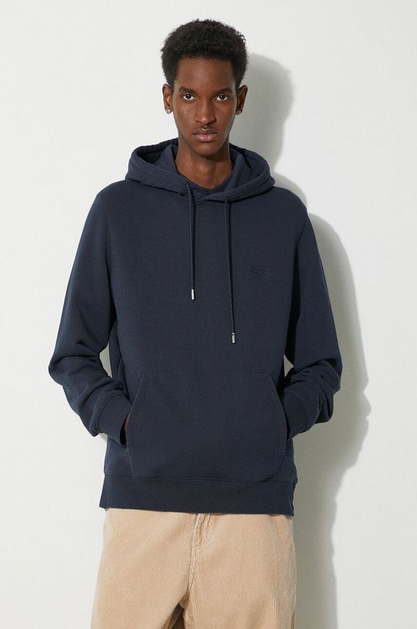 Woolrich Dukserica Woolrich Logo Script Hoodie za muškarce, boja: tamno plava, s kapuljačom, melanž, CFWOSW0224MRUT3684