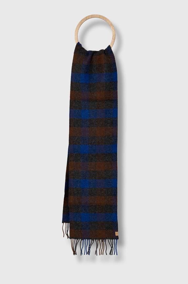 Woolrich Kratki vuneni šal Woolrich Wool Buffalo Check Scarf boja: tamno plava, s uzorkom, CFWOAC0234MRUT3237