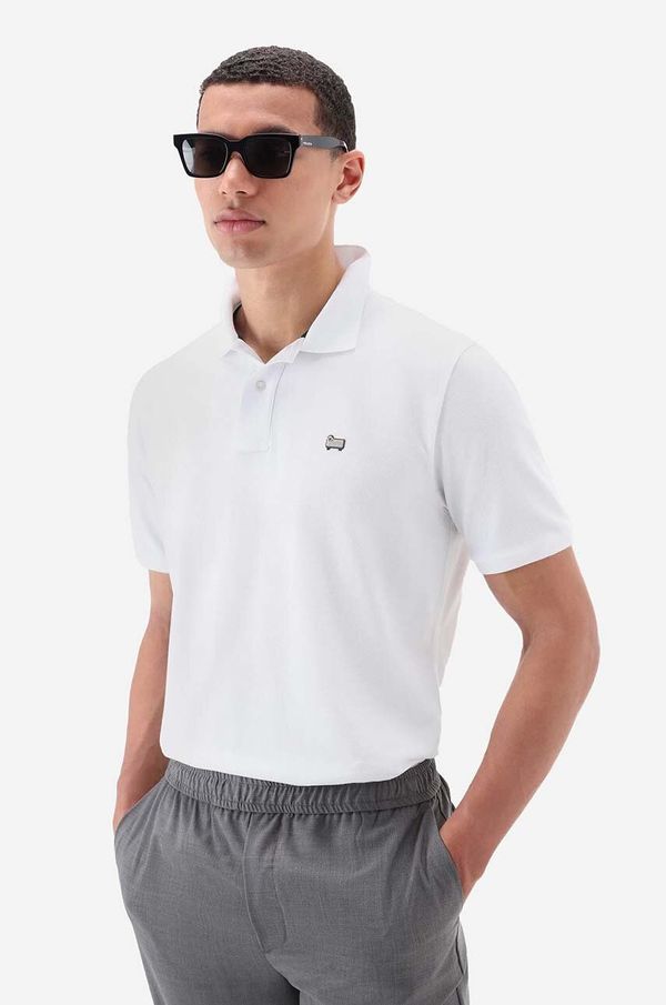 Woolrich Pamučna polo majica Woolrich boja: bijela, glatki model, CFWOPO0048MRUT2931-8041