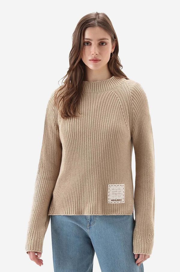 Woolrich Pamučni pulover Woolrich Natural Dyeing boja: bež, CFWWKN0211FRUF0670-8743
