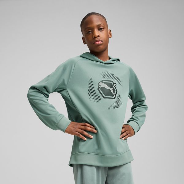 PUMA Men's Puma Active Sports Graphic Poly Hoodie Youth, Green, Size 15-16Y, Clothing