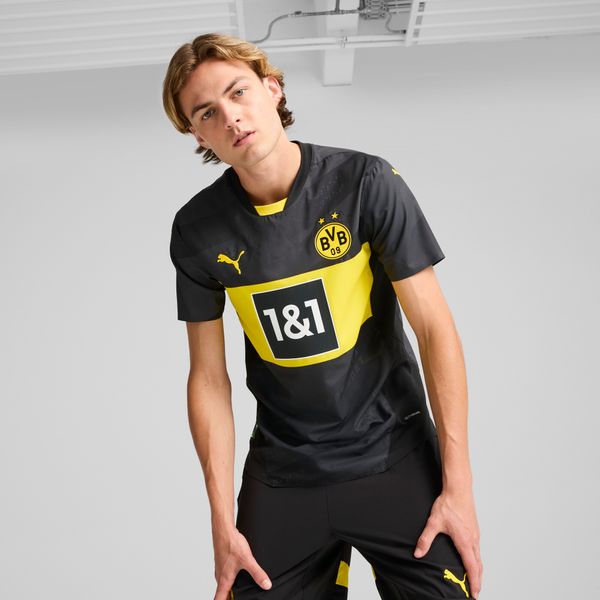 PUMA Men's Puma Borussia Dortmund 24/25 Authentic Away Jersey, Black, Size L, Clothing