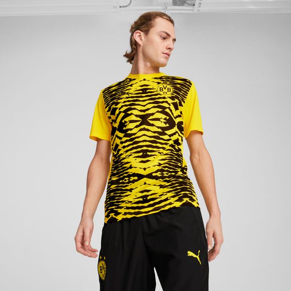 PUMA Men's Puma Borussia Dortmund Pre-match Short Sleeve Jersey, Yellow, Size XL, Clothing