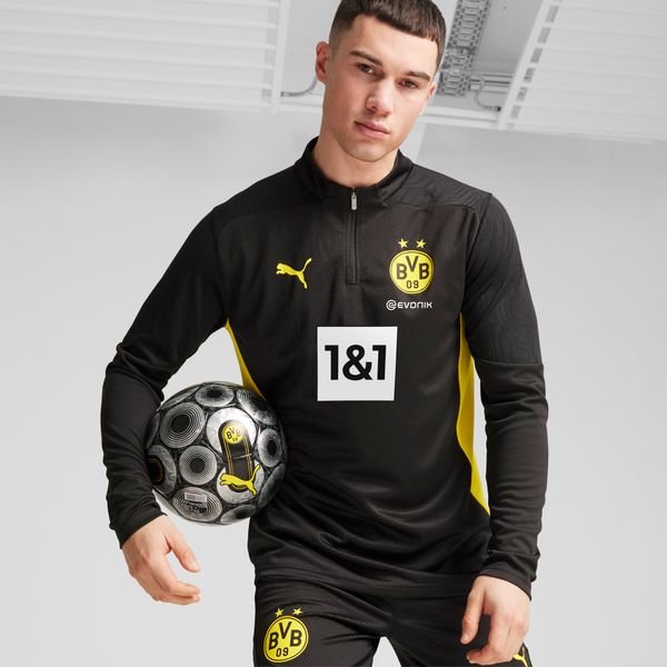 PUMA Men's Puma Borussia Dortmund Quarter-Zip Training Top, Black, Size M, Clothing
