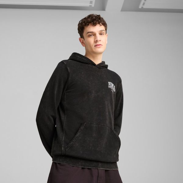 PUMA Men's Puma Class Washed Hoodie, Black, Size S, Clothing