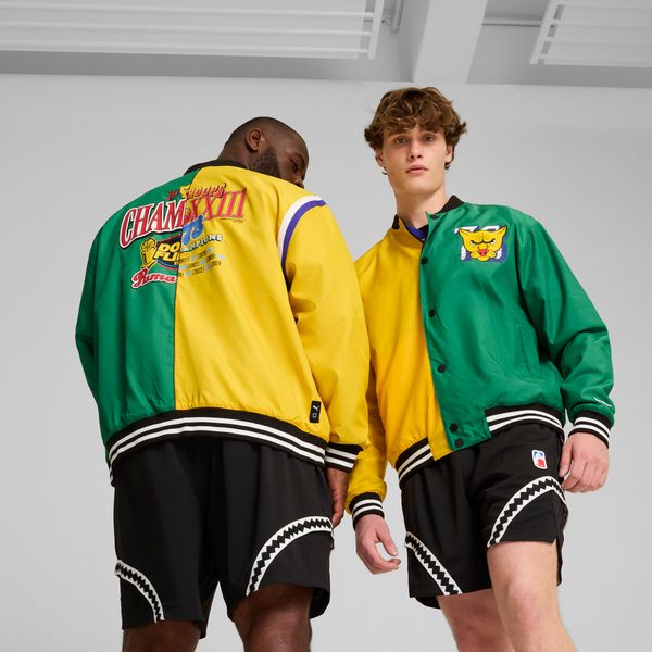 PUMA Men's Puma Crowd Craze Basketball Jacket, Yellow, Size L, Clothing