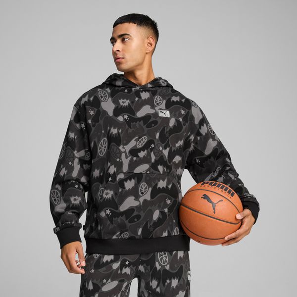 PUMA Men's Puma Dress Code Camo Basketball Hoodie, Black, Size M, Clothing