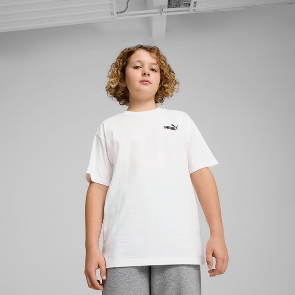 PUMA Men's Puma ESS Small No. 1 Logo Relaxed Tee Youth, White, Size 13-14Y, Clothing
