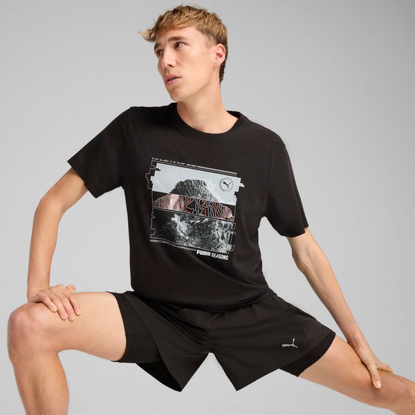 PUMA Men's Puma GRAPHICS SEASONS Running T-Shirt, Black, Size M, Clothing