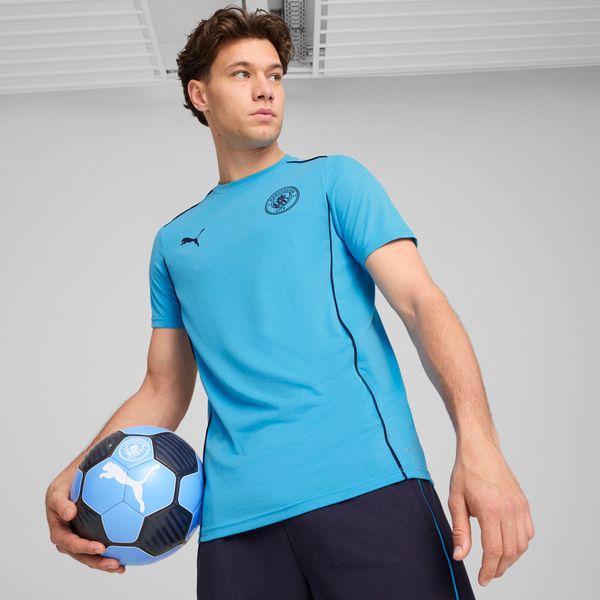 PUMA Men's Puma Manchester City Casuals T-Shirt, Blue, Size L, Clothing