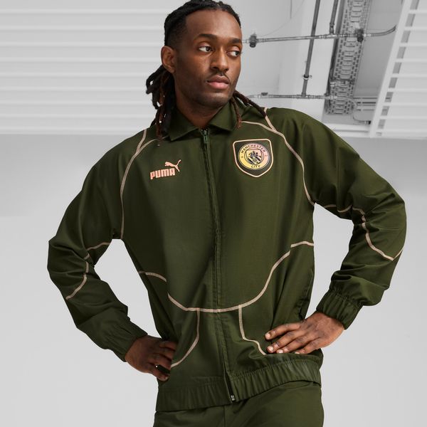 PUMA Men's Puma Manchester City ftbl STATEMENT Track Jacket, Green, Size L, Clothing