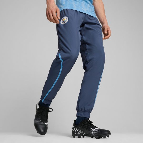 PUMA Men's Puma Manchester City Pre-match Woven Pants, Blue, Size L, Clothing