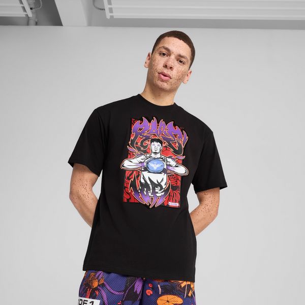 PUMA Men's Puma Melo Phoenix Basketball T-Shirt, Black, Size S, Clothing