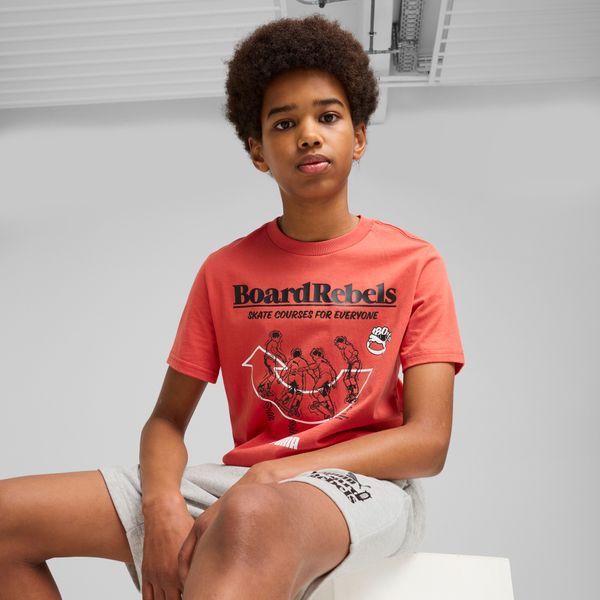 PUMA Men's Puma Mid 90s Graphic Tee Youth, Red, Size 13-14Y, Clothing