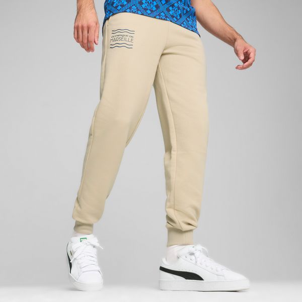 PUMA Men's Puma Olympique de Marseille ftbl CULTURE Sweat Pants, Beige, Size XS, Clothing