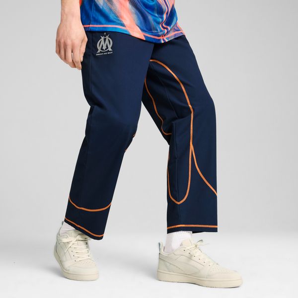 PUMA Men's Puma Olympique de Marseille ftbl STATEMENT Track Pants, Blue, Size S, Clothing