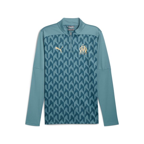 PUMA Men's Puma Olympique de Marseille Pre-match Quarter-Zip Top, Blue, Size 3XL, Sport