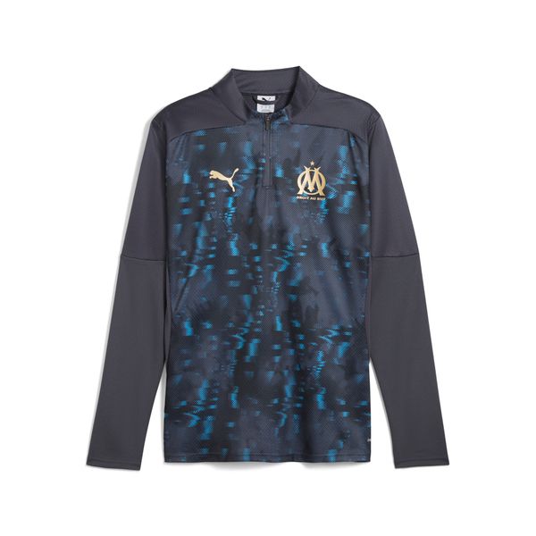 PUMA Men's Puma Olympique de Marseille Pre-match Quarter-Zip Top, Gray, Size S, Clothing