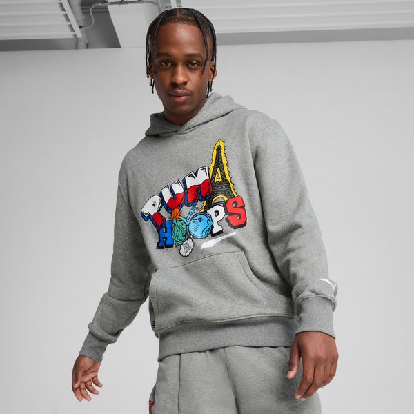 PUMA Men's Puma Paris Graphic Hoodie, Gray, Size S, Clothing