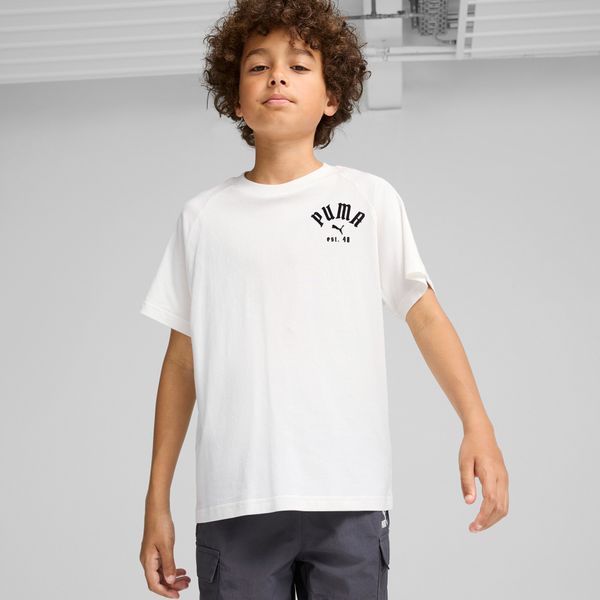 PUMA Men's Puma PLAY LOUD CLASSICS Tee Youth, White, Size 11-12Y, Clothing