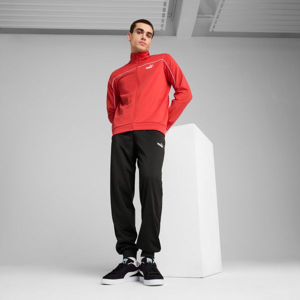PUMA Men's Puma Poly Piping Tracksuit, Red, Size XS, Clothing