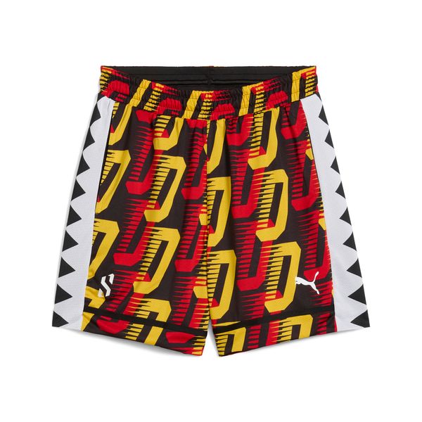 PUMA Men's Puma Scoot All Jaws All-Over Print Basketball Shorts, Black, Size S, Clothing